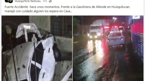 Accidente en Huixquilucan: Auto cae sobre el techo de una casa en el Edomex