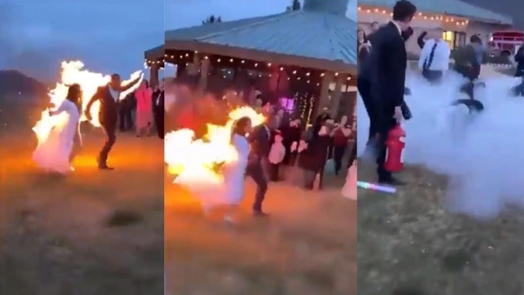 Novios se hacen virales por prenderse fuego