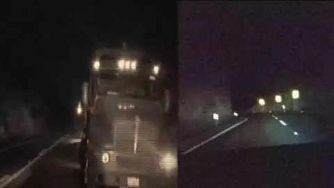 VIDEO: Trailero se encuentra a mujer de patas de cabra en La Rumorosa