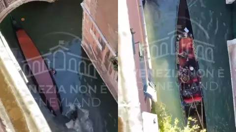 VIDEO: Por tomarse fotos, turistas voltearon una góndola en Venecia
