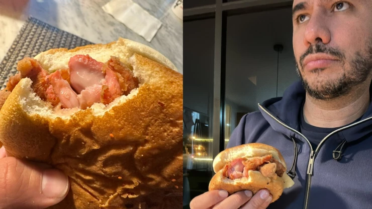 Escorpión dorado encuentra pollo crudo en hamburguesa