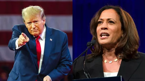 El republicano Donald Trump (a la izquierda) y la vicepresidenta demócrata Kamala Harris (a la derecha).