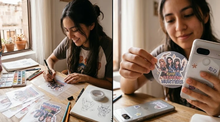 Cómo hacer stickers caseros de KPop Demon Hunters para pegar en tu celular