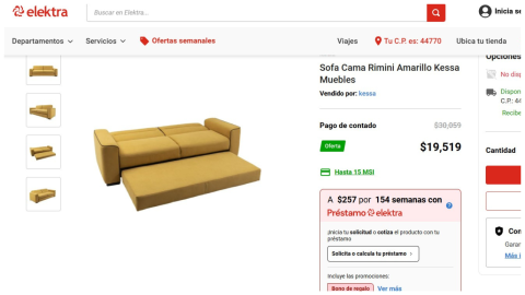 sofá cama elektra precio