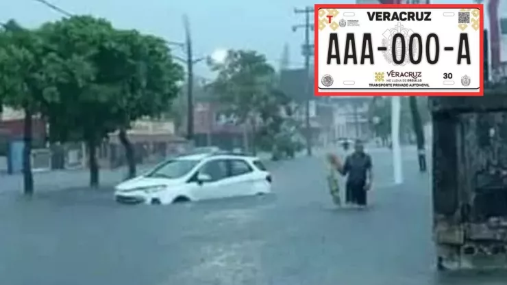 Placas extraviadas en las inundaciones de Veracruz