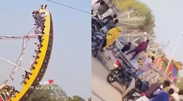 Juego mecánico se desploma y deja heridos en feria de la India (VIDEO)