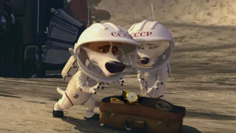 Escena de la película ‘Perros Espaciales: Aventura a la Luna’ (Space Dogs: Adventure to the Moon). (Crédito: Universal)