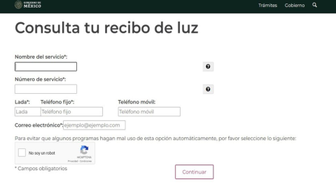 Portal para consultar recibo de luz