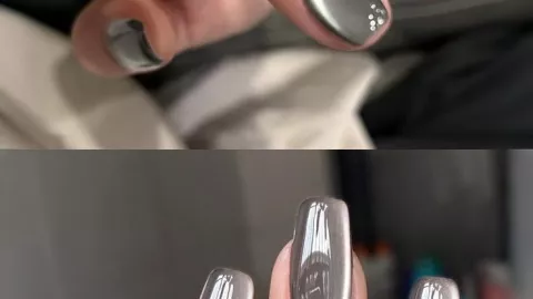 7 diseños de uñas cuadradas con efecto ojo de gato que se ven sofisticadas y son fáciles de hacer