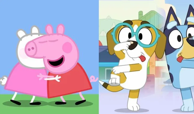 Peppa Pig y Bluey ayudar a amigos