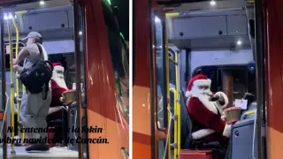 VIDEO_ Chofer de camión se disfraza de Santa en Cancún y contagia con su espíritu navideño.jpg