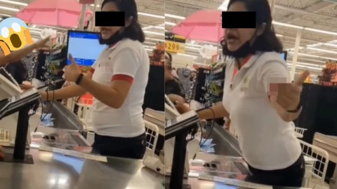 Cajera de supermercado se pelea con cliente; nace la Lady sin cambio.