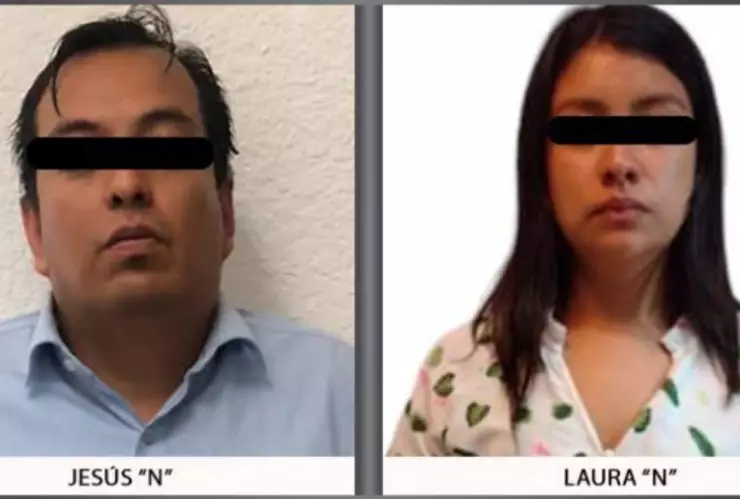 Jesús “N” y Laura “N”, pareja que agredió a una maestra del Colegio “Frida Kahlo”, en el municipio de Cuautitlán Izcalli, Edomex.