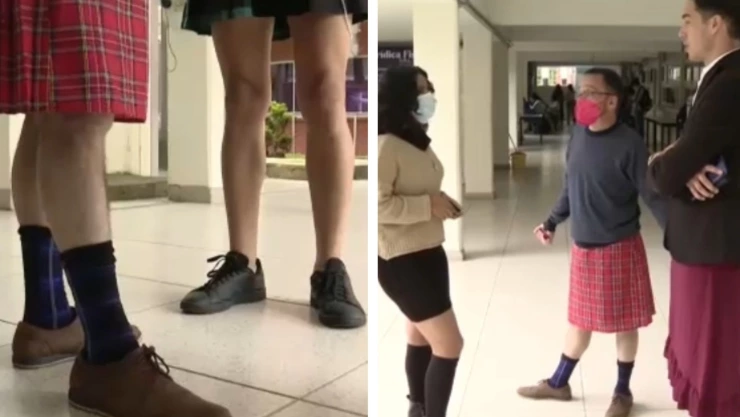 Hombres con falda Universidad Veracruz