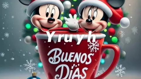Taza de Mickey mouse de Navidad y mensaje de buenos días