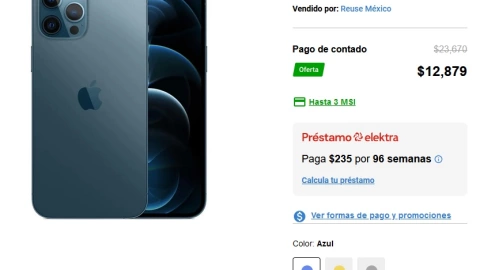 El precio del iPhone 12 Pro Max 5G en la tienda de Elektra