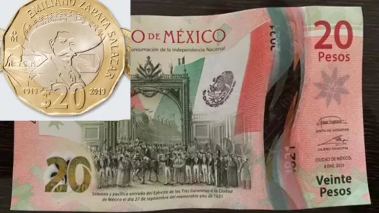 Billetes de 20 pesos salen de circulación por monedas de 20
