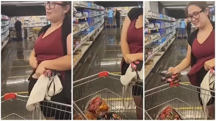 Mujer finge embarazo para robar carne en supermercado (VIDEO).jpg