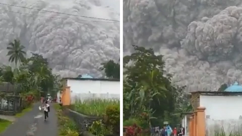 Monte Semeru Indonesia erupción