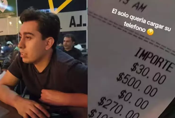 VIDEO_ Restaurante le cobra $500 pesos a joven por cargar su celular; así reaccionó.jpg