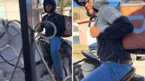 Repartidor de Didi entrega comida a caballo y se vuelve viral en TikTok