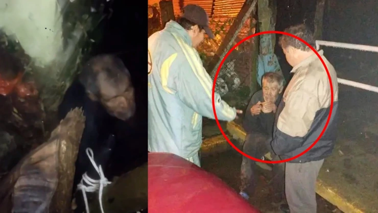 RESCATAN ANCIANITO DE ALCANTARILLA