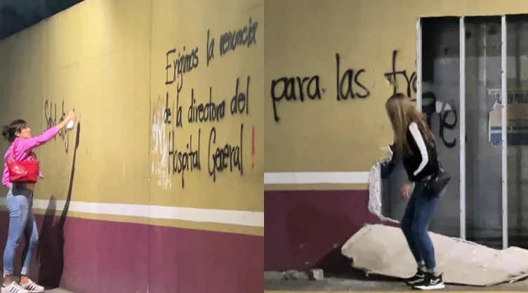Protestas de la comunidad trans en el hospital general de CDMX el 14 de octubre de 2025.