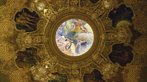 Pintura del plafón del teatro Isauro Martínez;