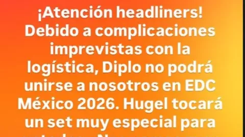 Diplo cancela presentación en el EDC 2026