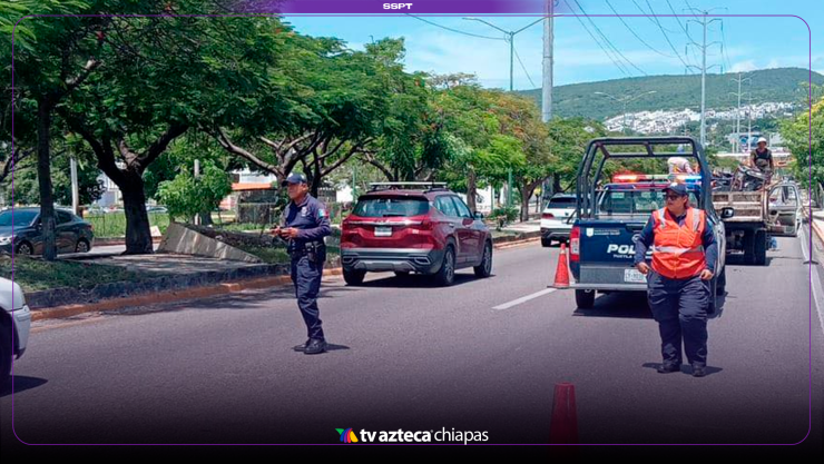 Tráfico detenido en Tuxtla Gutiérrez por trabajos en el Libramiento Norte
