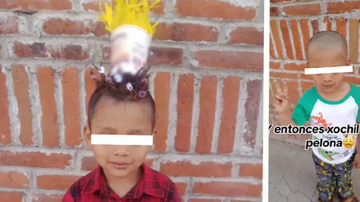 Niño se queda calvo por peinado loco