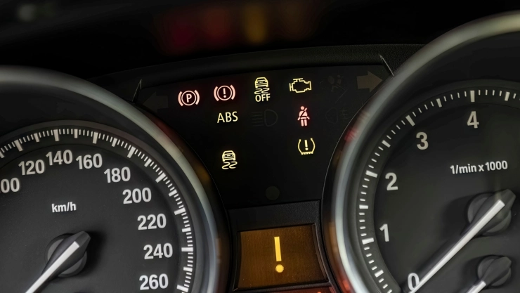 Luz de advertencia en el tablero de un auto