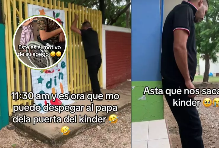 Padre llora a su hija en primer día de clases en Guamúchil, Sinaloa. .jpg