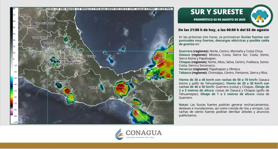 Clima Tabasco 3 de agosto