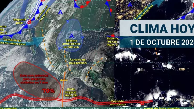 Clima en México 1 de octubre de 2023