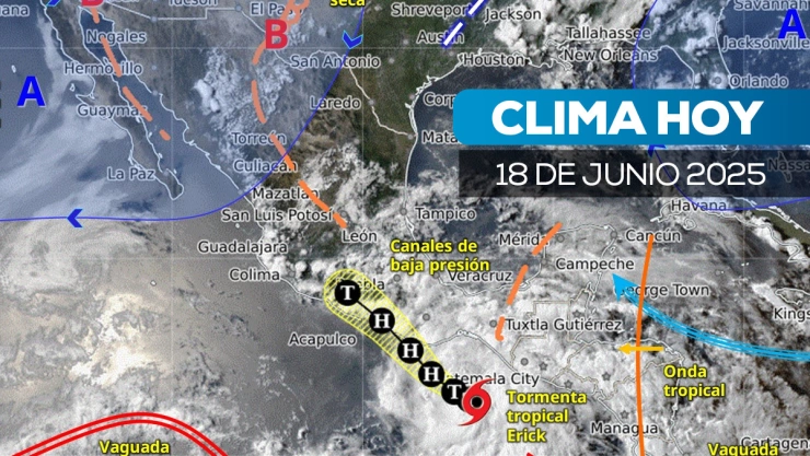 Mapa satelital de cómo estará el clima en México este miércoles 18 de junio de 2025