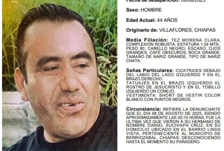 Daniel Suchiapa desaparecido Villaflores