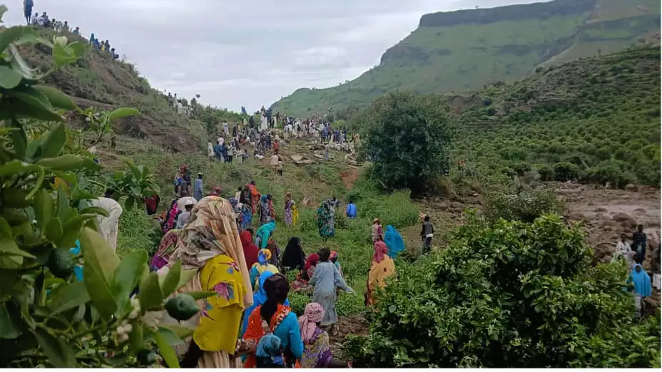 Lugar donde se produjo un deslizamiento de tierra en Darfur.