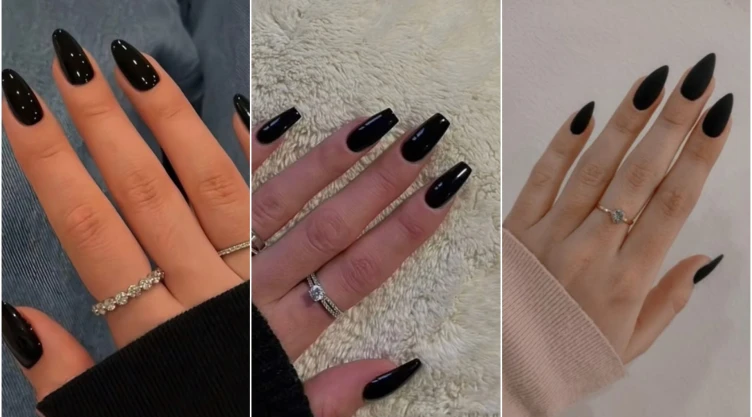 Modelos de uñas acrílicas negras