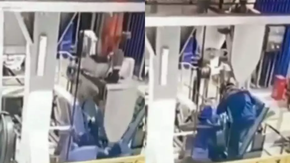 Hombre aplastado por maquinaria