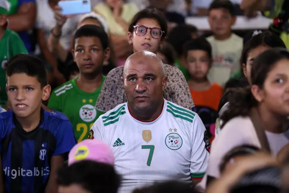 Paris 2024 Olympic Games - Algerian fans watch Imane Khelif win Olympic Boxing gold medal