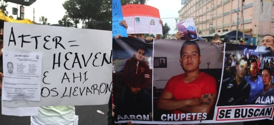 Familiares y amigos de 15 jóvenes raptados del bar Heaven de la zona rosa, se manifestaron para pedir se investigue el caso