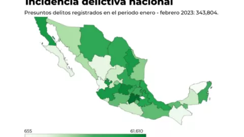 cuáles son los estados que tienen más delitos resgistrados en lo que va de 2023 en México