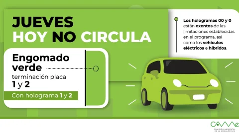 Programa Hoy No Circula, para hoy jueves 5 de febrero de 2026