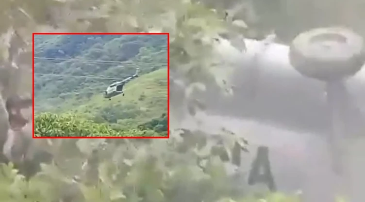 Video del desplome de helicóptero de la Armada de México en Jalisco.