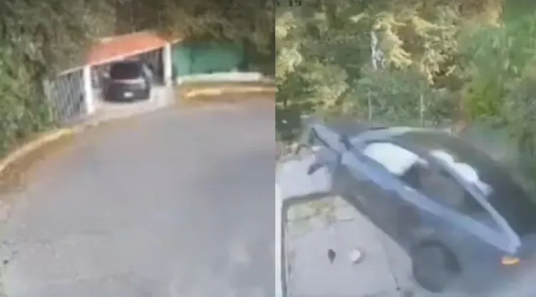 VIDEO: Auto pierde el control y se impacta contra portón de casa en Cuajimalpa, CDMX