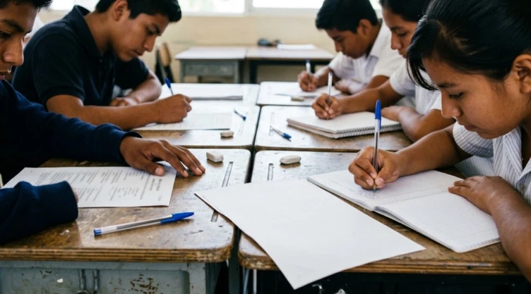 Estudiantes haciendo examen