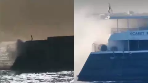 VIDEO: Así fue el momento en que el ferry de Xcaret Xailing sacó humo en su ruta Cozumel - Playa del Carmen