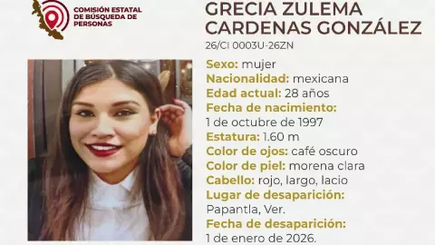 Grecia Zulema Cárdenas González, reportada como desaparecida en Veracruz; requiere tratamiento médico