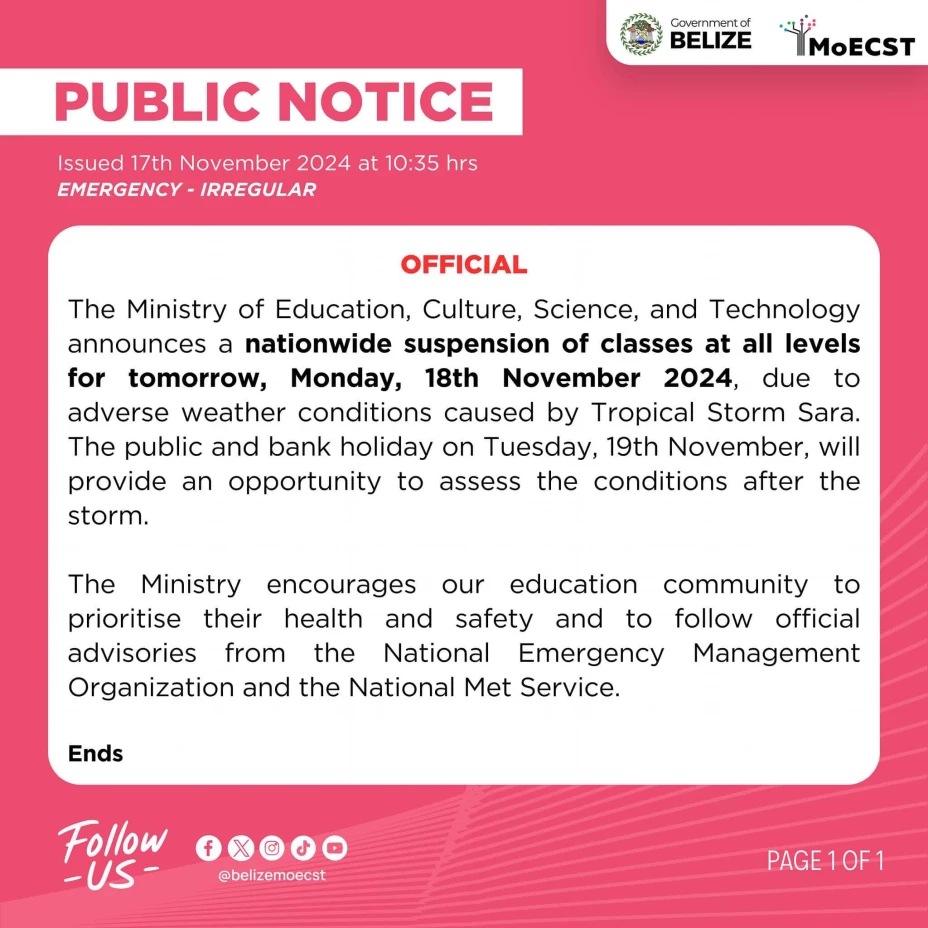 suspenden clases en belice por la tormenta tropical sara.jpg